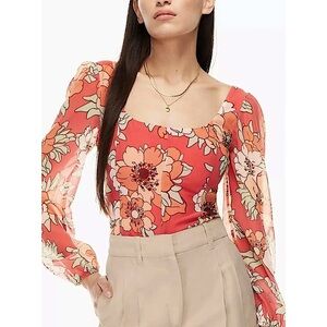 Aritza Wilfred Grace Floral Boho Bustier-Style Top Blouse Rust Orange Size Small